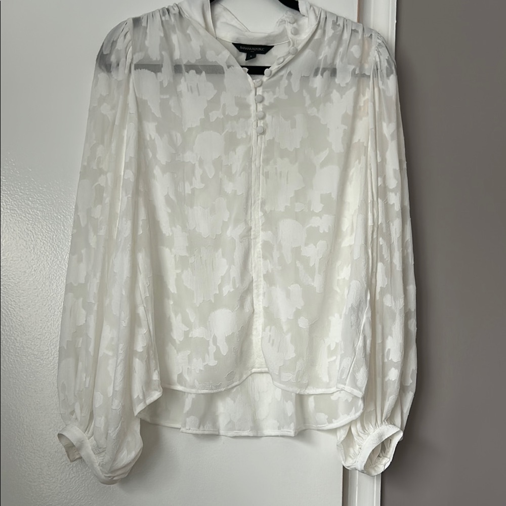 Banana Republic Sheer White Blouse